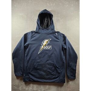 UNRL Golf Hoodie Mens Medium Navy Blue Lightning Bolt Performance Pullover